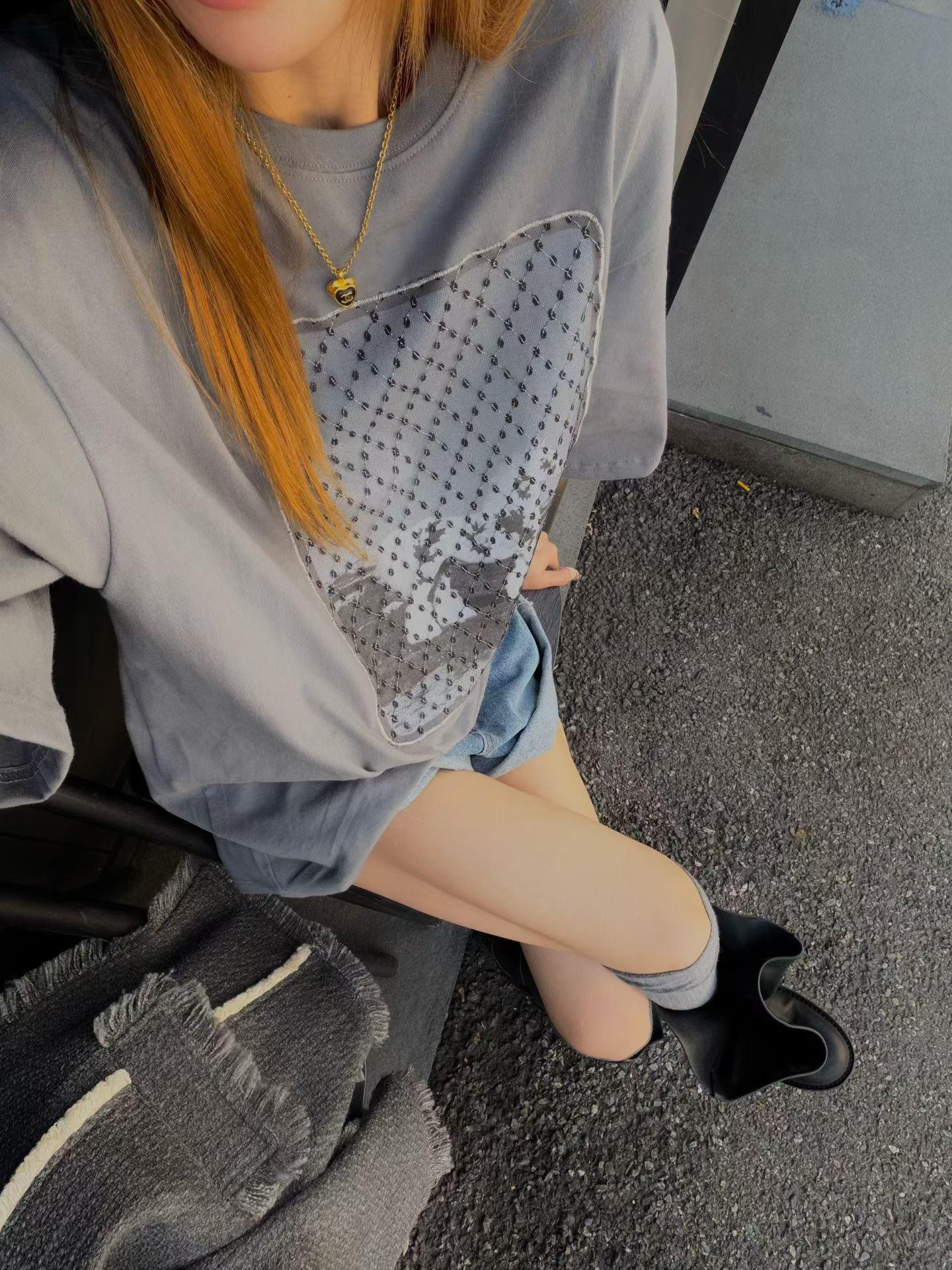 蕾絲相片棉質上衣